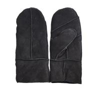 TruClothing Women’s Genuine Sheepskin Mittens Premium Suede Leather Winter Gloves Shearling Wool Lining - Black L
