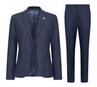 Women's Suit 3 Piece Plain Navy Blue Tailored Fit Business Formal Ladies Dress - Navy 14