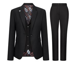 TruClothing Womens 3 Piece Tailored Fit Plain Black Formal Office Suit - Size 10 UK