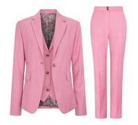 TruClothing Womens 3 Piece Tailored Fit Plain Pink Formal Office Suit - Size 20 UK