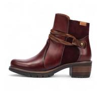 TruClothing Women's Arcilla Red Zipped Leather Heel Ankle Boots