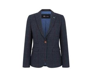 TruClothing Women's Blazer Tweed Herringbone Checkered Tailored Fit Jacket - Navy 18