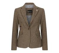 TruClothing Women's Blazer Wool Blend Brown Tweed Dogtooth Tailored Fit Ladies Jacket - Brown 18