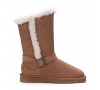 TruClothing Women's Brown Genuine Sheepskin Suede Plush Lined Calf Winter Warm Boots - Chestnut 3