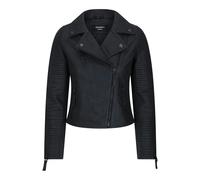 TruClothing Women's Cross Zip Biker Leather Jacket Matt Black Stitch - UK 24