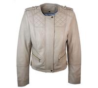 TruClothing Women's Fitted Leather Biker Jacket in Beige | Size: Medium TruClothing Beige M