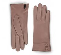 TruClothing Women's Genuine Leather Gloves Touchscreen Sheepskin Soft Wool Lining with Decorative Buttons - Nude L