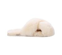 TruClothing Women's Genuine Sheepskin Crossover Comfort Slippers - Beige 8