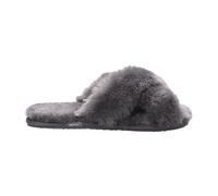 TruClothing Women's Genuine Sheepskin Crossover Comfort Slippers - Grey 8