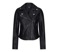 TruClothing Women's Leather Biker Jacket Cross Zip Tan Brown Black Red Yellow - Black - UK 18