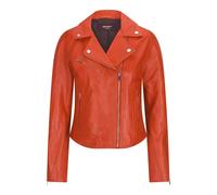 TruClothing Women's Leather Biker Jacket Cross Zip Tan Brown Black Red Yellow - Orange - UK 14