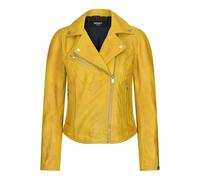 TruClothing Women's Leather Biker Jacket Cross Zip Tan Brown Black Red Yellow - Yellow - UK 14
