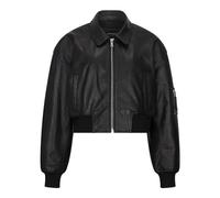 TruClothing Women's Leather Jacket Cropped Bomber Zipper Short Coat - Black L