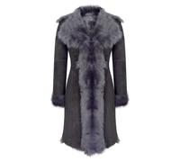 TruClothing Women's Mid Length Sheepskin Leather Coat in Grey | Size: 2XL TruClothing Grey 2XL