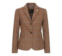 TruClothing Women's Oak Brown Wool Blend Tweed Herringbone Checkered Blazer - Oak 10