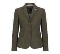 TruClothing Women's Olive Green Wool Blend Tweed Herringbone Checkered Blazer - Olive 16