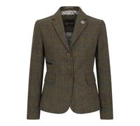 TruClothing Womens Olive Tailored Fit Tweed Blazer in Herringbone Check - Green Wool - Size 18 UK