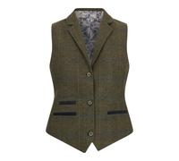 TruClothing Women's Olive Tailored Fit Tweed Waistcoat in Herringbone Check - Olive - UK M/12 | EU 38 | US 8