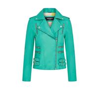 TruClothing Women's Real Lamb Nappa Leather Vintage Gothic Buckle Biker Jacket in Aqua | Size: 18 TruClothing Aqua 18
