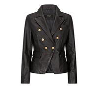 TruClothing Womens Real Leather Jacket Short Retro Vintage Medieval Goth Punk Black Gold - Black L