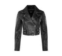 TruClothing Women's Real Leather Short Cropped Length Brando Style Biker Jacket in Black | Size: 18 TruClothing Black 18