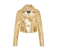 TruClothing Women's Real Leather Short Cropped Length Brando Style Biker Jacket in Gold | Size: 20 TruClothing Gold 20