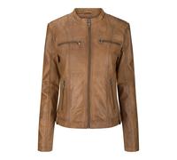 TruClothing Women's Real Leather Slim Fit Soft Zip Biker Style Jacket in Light Brown | Size: XL TruClothing Light Brown XL