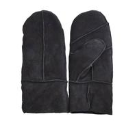 TruClothing Women’s Genuine Sheepskin Mittens Premium Suede Leather Winter Gloves Shearling Wool Lining - Black XL