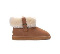TruClothing Women's Sheepskin Suede Ankle Booties Slip-On Comfort Winter Boots - Chestnut 6