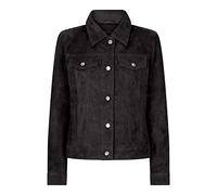 TruClothing Womens Suede Vintage Retro Jeans Jacket Real Leather Short Biker Grease 1980s Classic - Black L