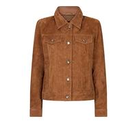 TruClothing Womens Suede Vintage Retro Jeans Jacket Real Leather Short Biker Grease 1980s Classic - Tan 4XL