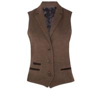 TruClothing Womens Tweed 1920s Herringbone Light Brown Waistcoat - Tan - Size 8 UK