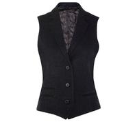 Womens Tweed Herringbone Waistcoat Navy Wool 1920s Formal Vintage Tailored Vest