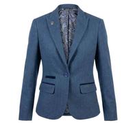 TruClothing Women's Tweed Blazer Herringbone Slim Fit Work Office Jacket in Blue | Size: 14 TruClothing Blue 14