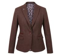 TruClothing Women's Tweed Blazer Herringbone Slim Fit Work Office Jacket in Brown | Size: 20 TruClothing Brown 20
