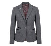 TruClothing Women's Tweed Blazer Herringbone Slim Fit Work Office Jacket in Grey | Size: 14 TruClothing Grey 14