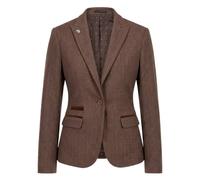TruClothing Women's Tweed Blazer Herringbone Slim Fit Work Office Jacket in Light Brown | Size: 12 TruClothing Light Brown 12