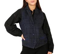 TruClothing Womens Tweed Check Waistcoat Blazer Suit Navy Blue Classic Vintage Elboy Patch 1920s - Blue 14
