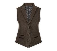 TruClothing Womens Tweed Herringbone Blazer Jacket Waistcoat Brown 1920s Vintage Tailored - Brown wc 14