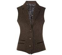 TruClothing Womens Tweed Herringbone Brown Waistcoat Wool 1920s Formal Vintage Tailored Vest XL