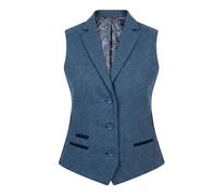 TruClothing Women's Tweed Waistcoat Herringbone Slim Fit Work Office Vest in Blue | Size: 18 TruClothing Blue 18