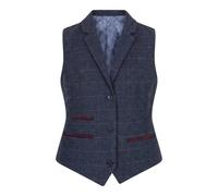 TruClothing Women's Waistcoat Wool Blend Tweed Herringbone Checkered Vest in Navy | Size: 20 TruClothing Navy 20