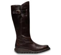 TruClothing Women's Wedge Heel Buckle Side Zip Knee High Leather Boots
