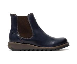 TruClothing Women's Wedge Heel Pull On Leather Chelsea Ankle Boots