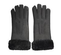 TruClothing Women's Winter Warm Leather Gloves Genuine Suede Thick Plush Shearling Cuff - Black S