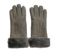 TruClothing Women's Winter Warm Leather Gloves Suede Thick Plush Shearling Cuff in Grey | Size: Medium TruClothing Grey M