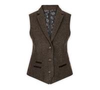 TruClothing Womens Tweed Herringbone Blazer Jacket Waistcoat Brown 1920s Vintage Tailored - Brown wc 10