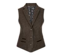 TruClothing Womens Tweed Herringbone Blazer Jacket Waistcoat Brown 1920s Vintage Tailored - Brown wc 14