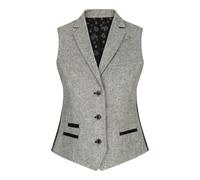 TruClothing Womens Tweed Grey Black Blazer Jacket Waistcoat Elow Patch Classic Peaky 1920s - Light Grey wc 8