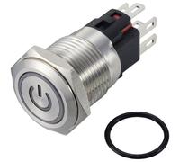 TruComponents Pushbutton ,Panel Mount,Off/(On),SPST,Solder,IP65